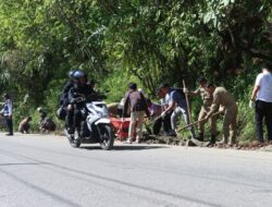Bupati Dairi Pantau Aksi Gotong Royong Penyisipan Beram Jalan Di Sekitar Lae Pendaroh